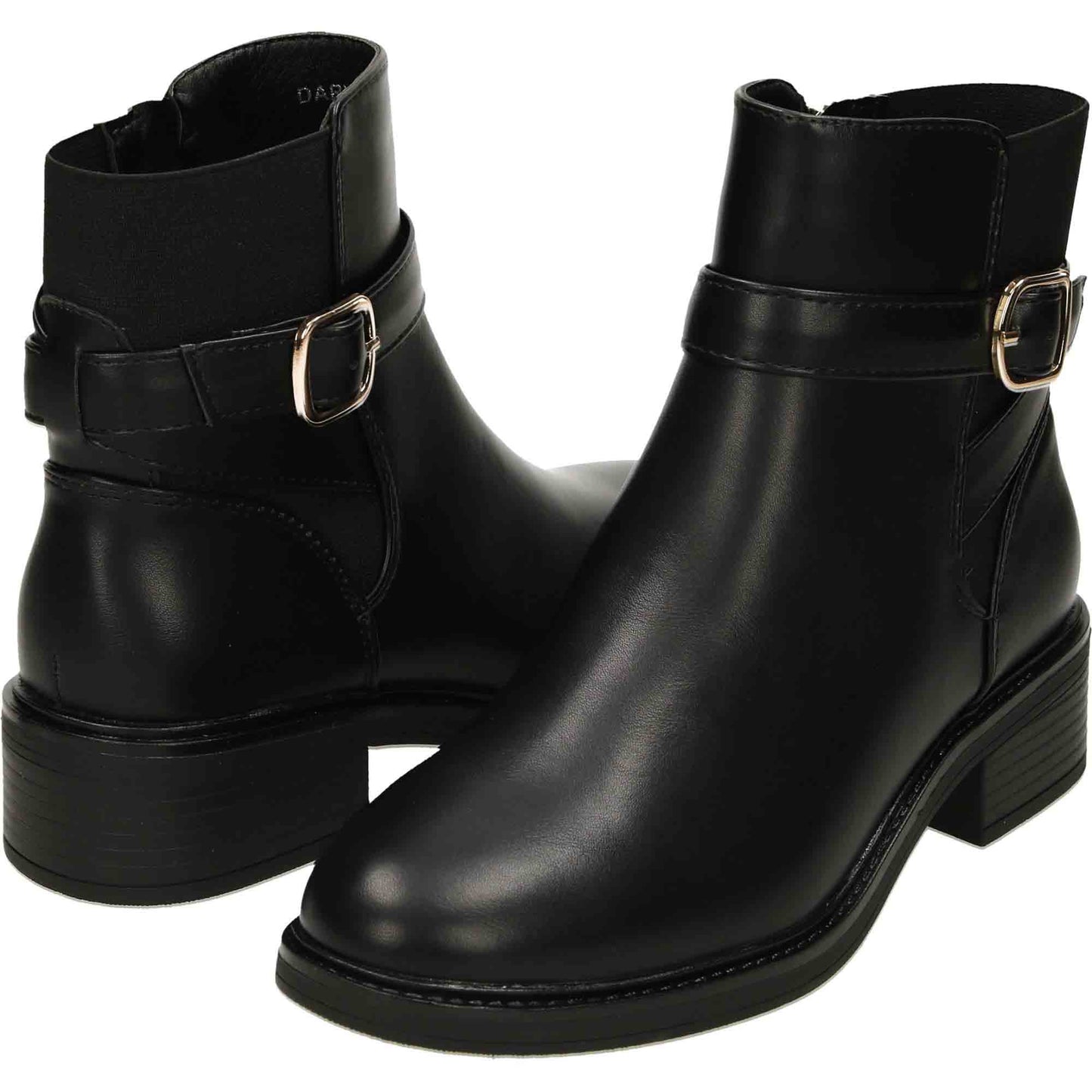 Black Buckle Chelsea Ankle Boots