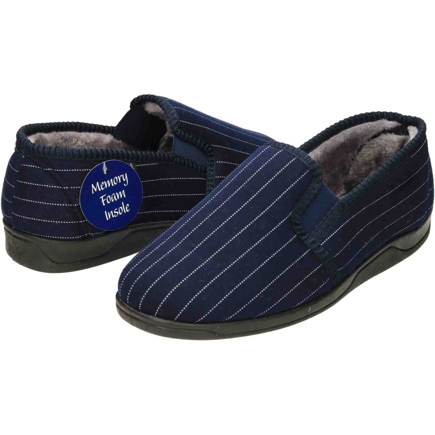Mens Navy Blue Slippers Cushioned House Shoes