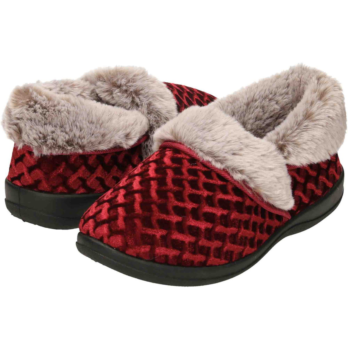 4 Way Slippers Boots Booties Burgundy Red