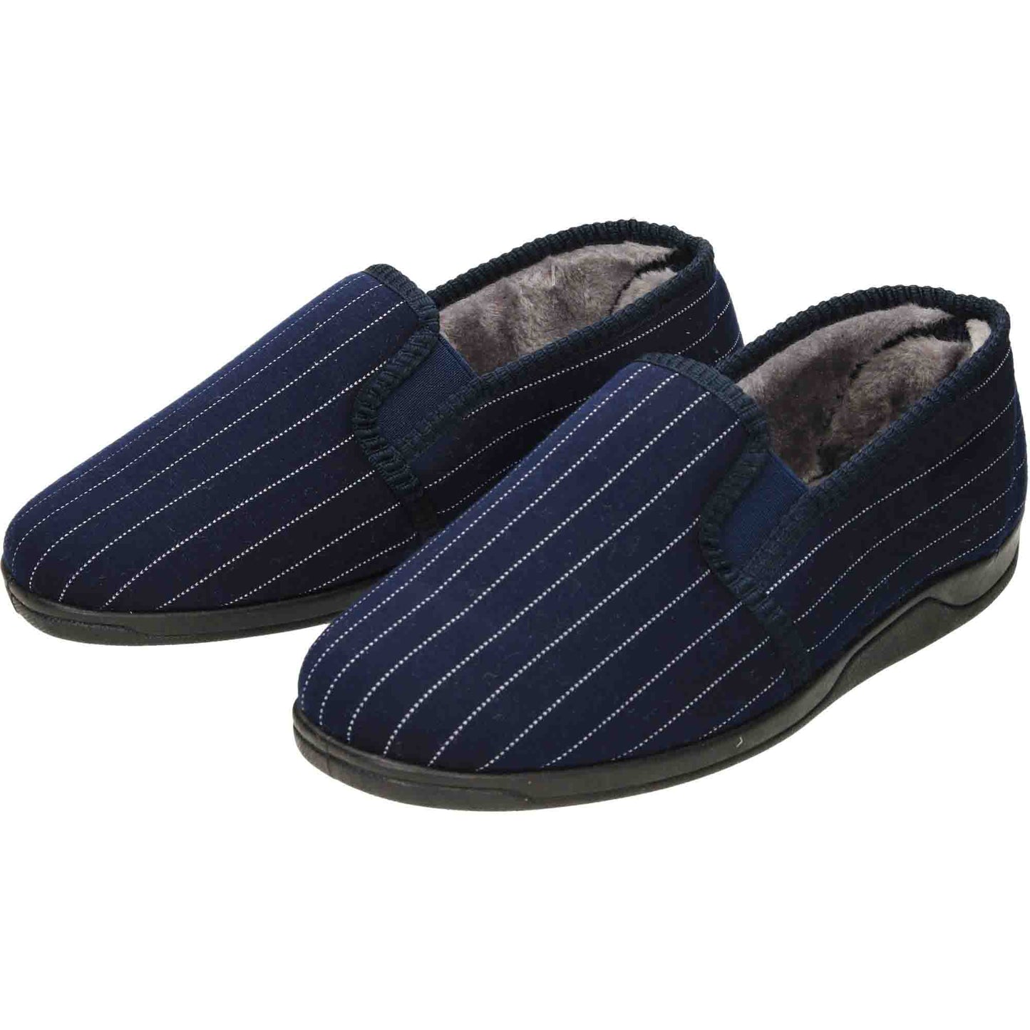 Mens Navy Blue Slippers Cushioned House Shoes
