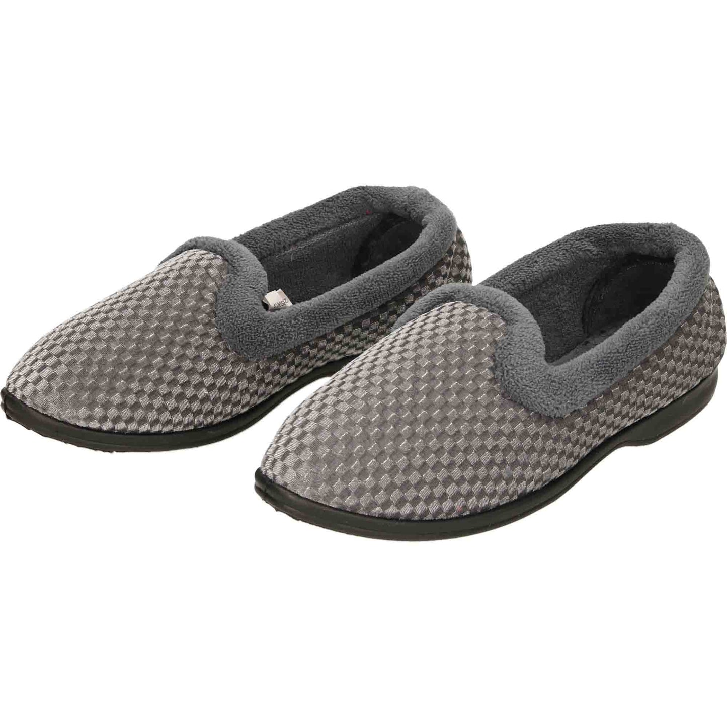 Grey Wide Fit Slippers Cushioned