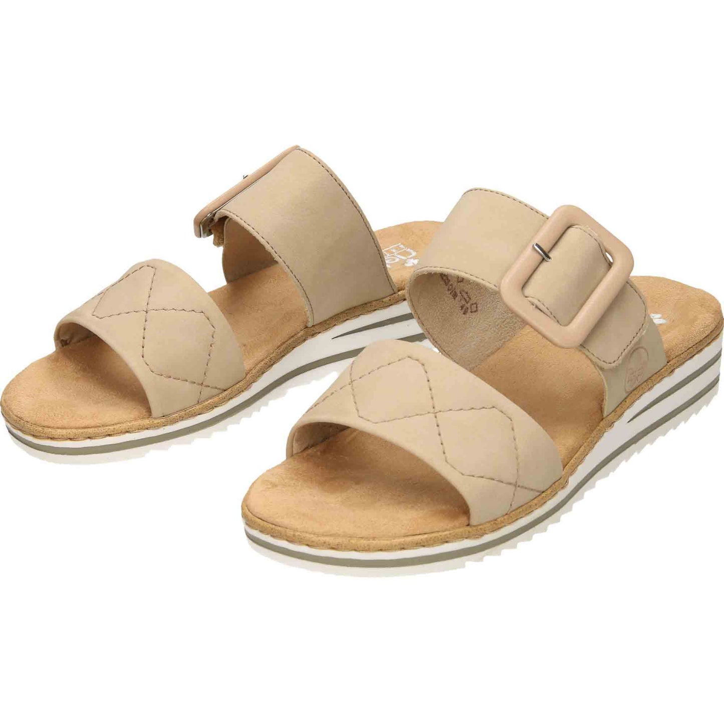 Rieker Ladies Slip On Low Wedge Heel Sandals V0694-62