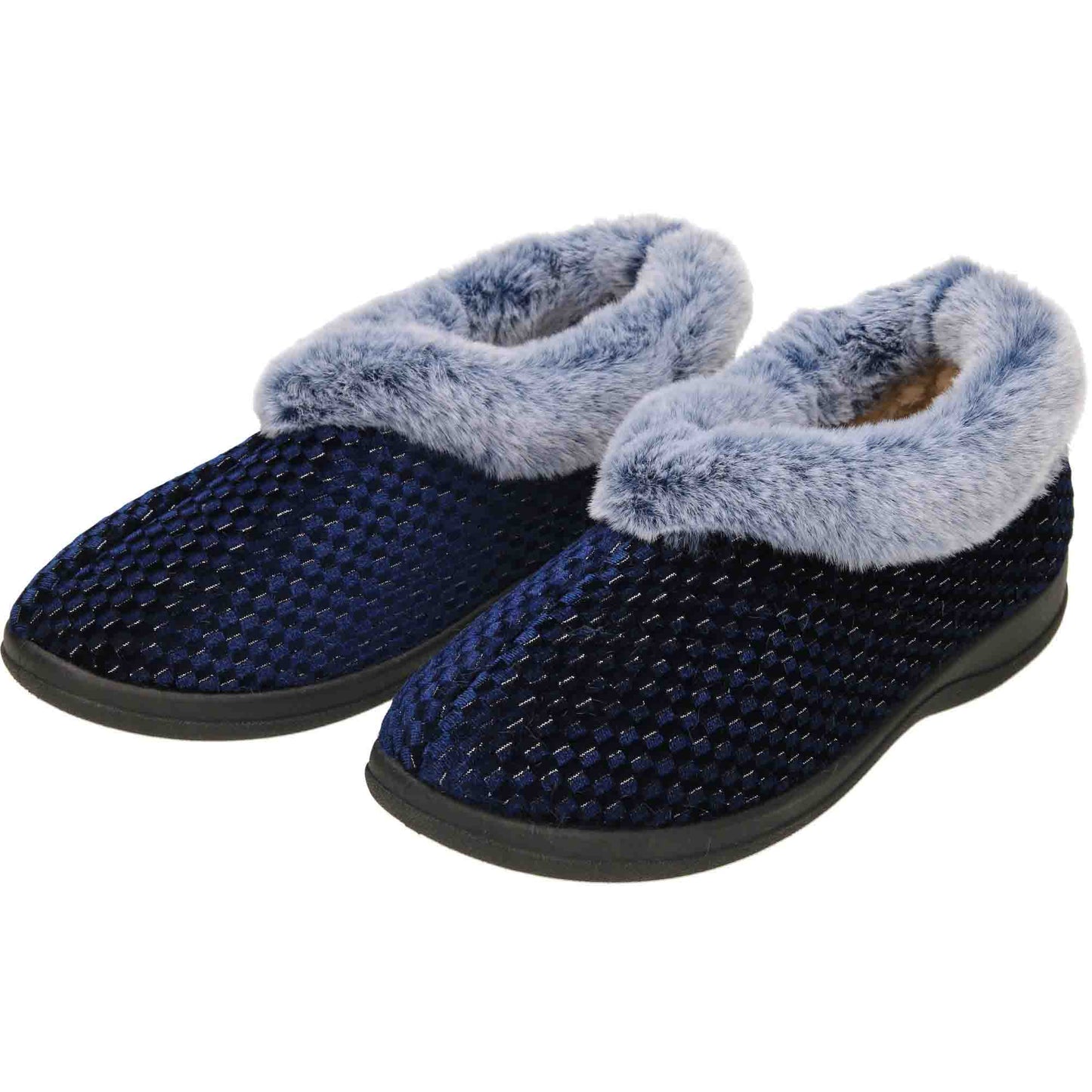 Blue Slipper Boots Ladies Cushioned Warm House Shoe