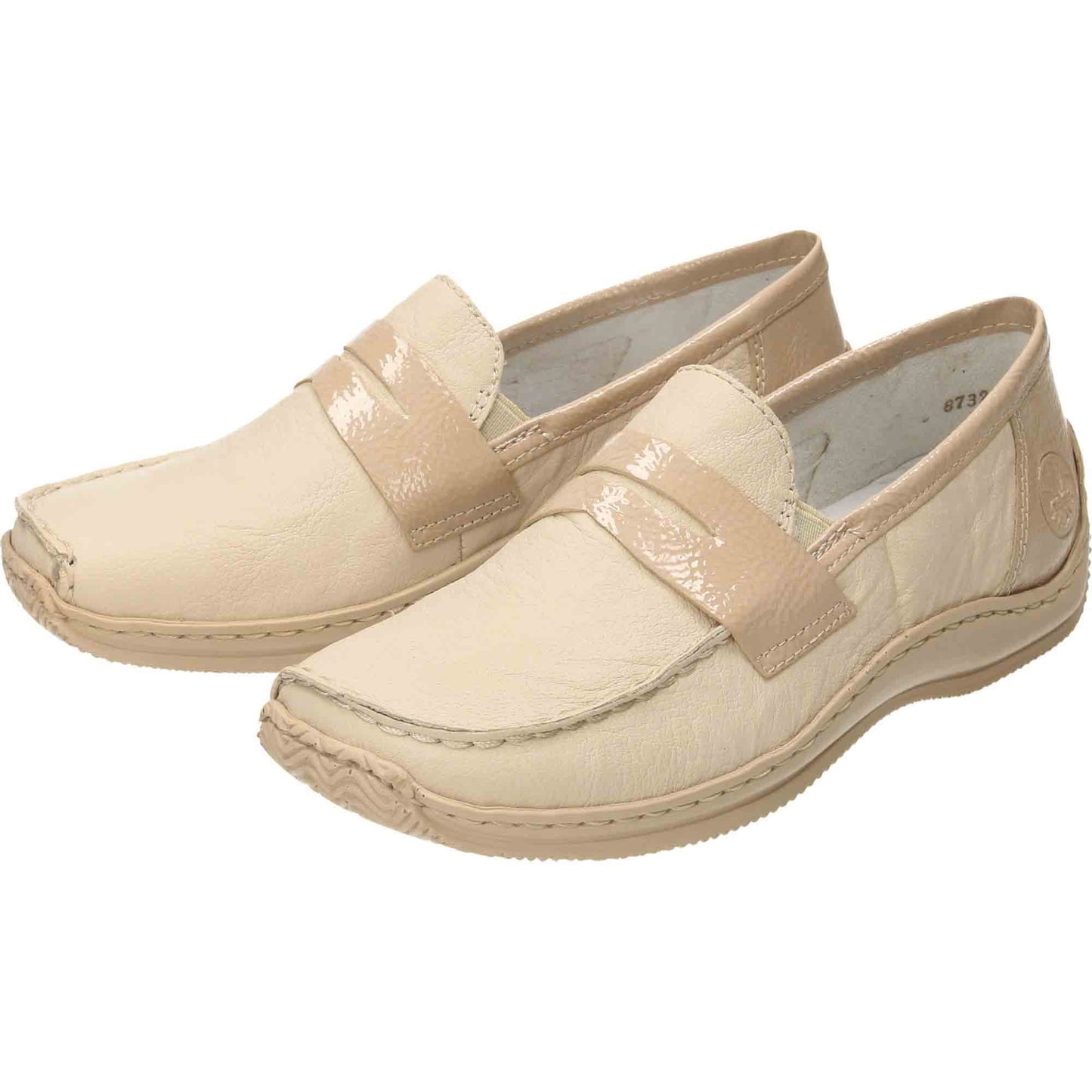 Leather Loafers Beige Flat Shoes