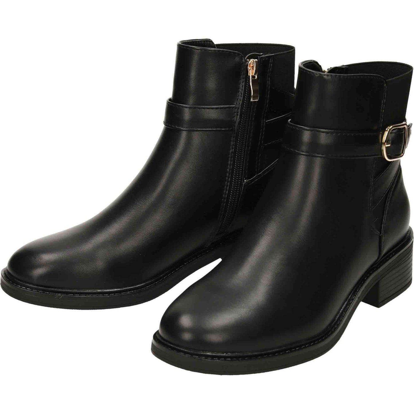 Black Buckle Chelsea Ankle Boots