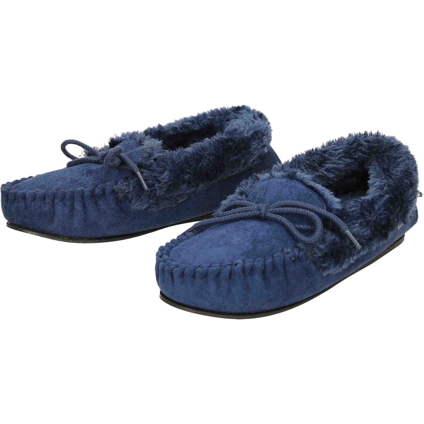Navy Blue Moccasin Slippers Cushioned