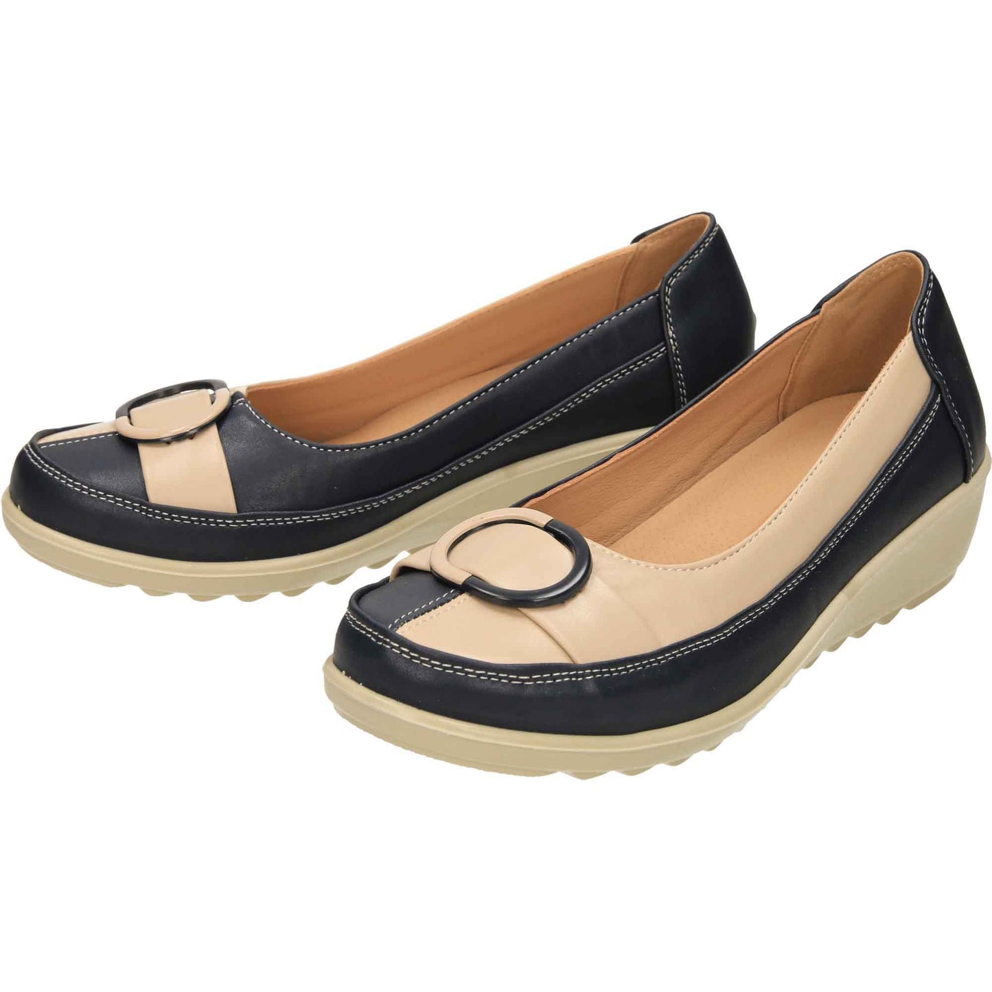 Wide Fit Low Wedge Heel Court Shoes