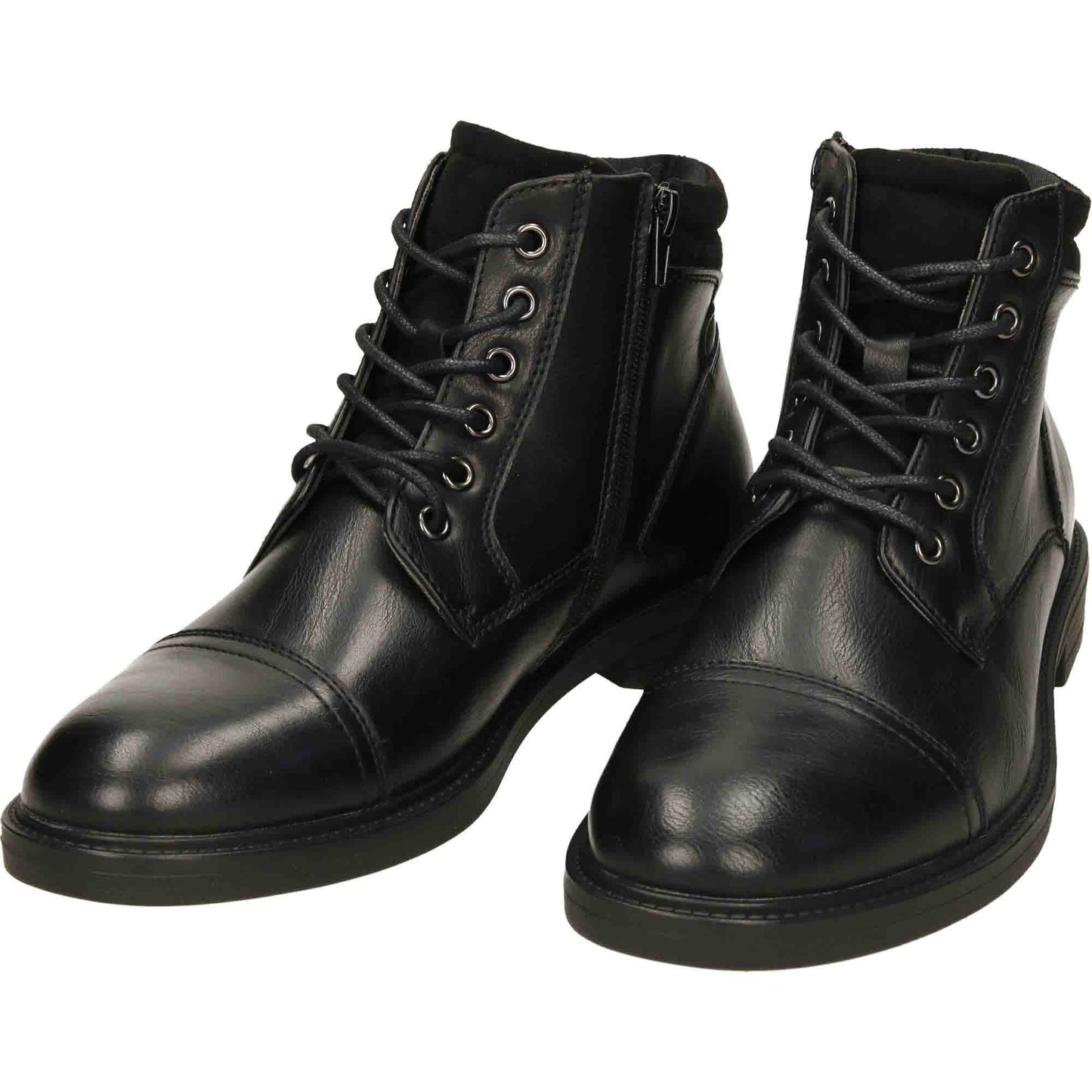 Mens Black Ankle Boots Lace Up Zip Formal Work Shoes