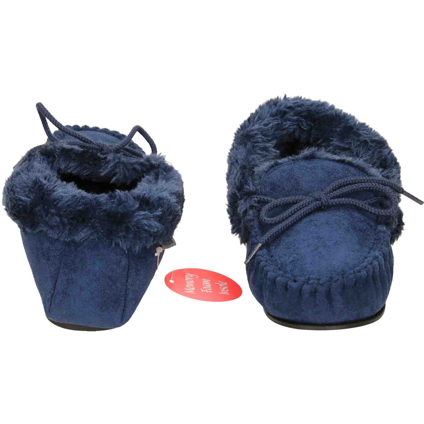 Navy Blue Moccasin Slippers Cushioned
