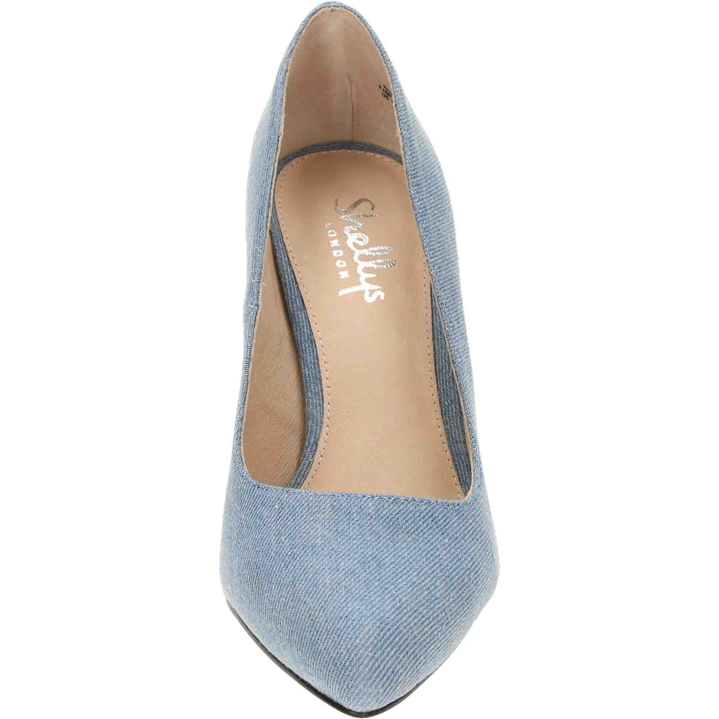 Ladies Blue Court Shoes High Heel Silver Glitter