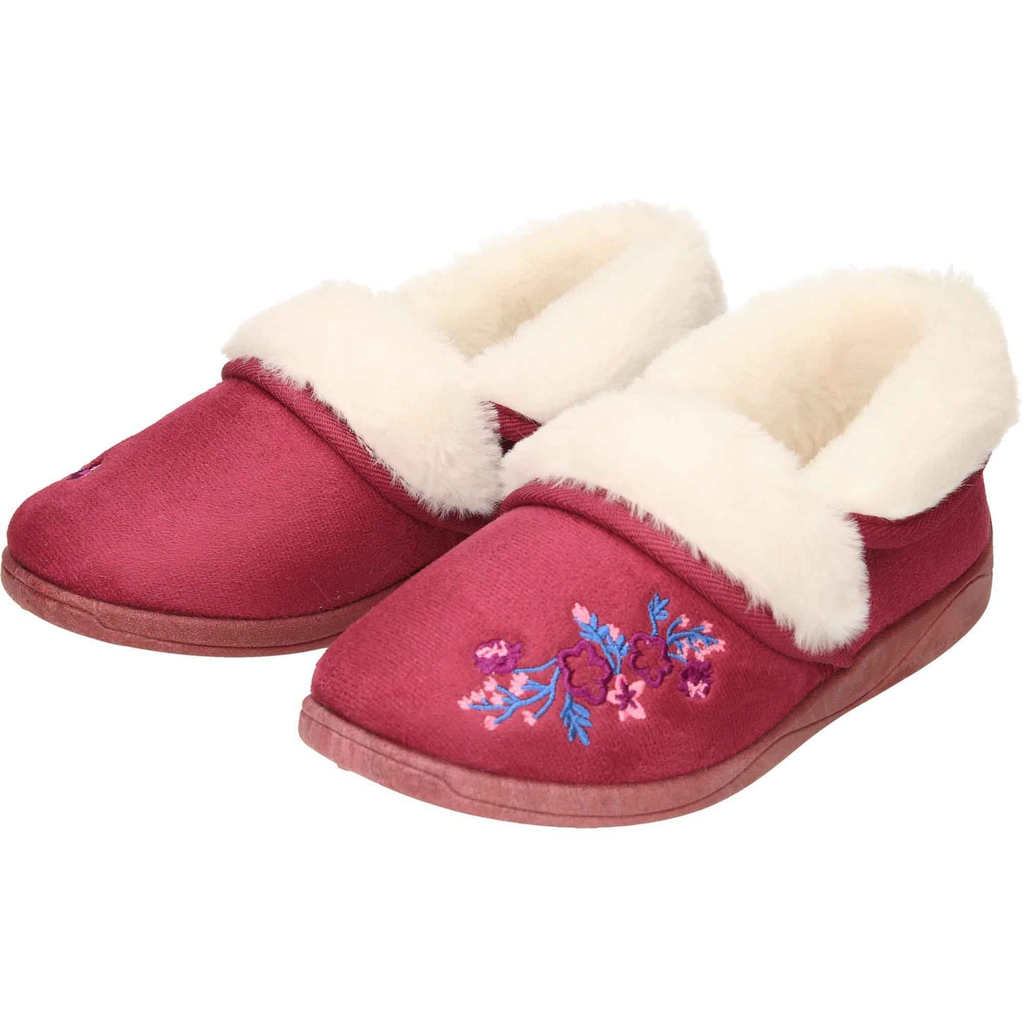4 Way Slipper Boots Cushioned Burgundy
