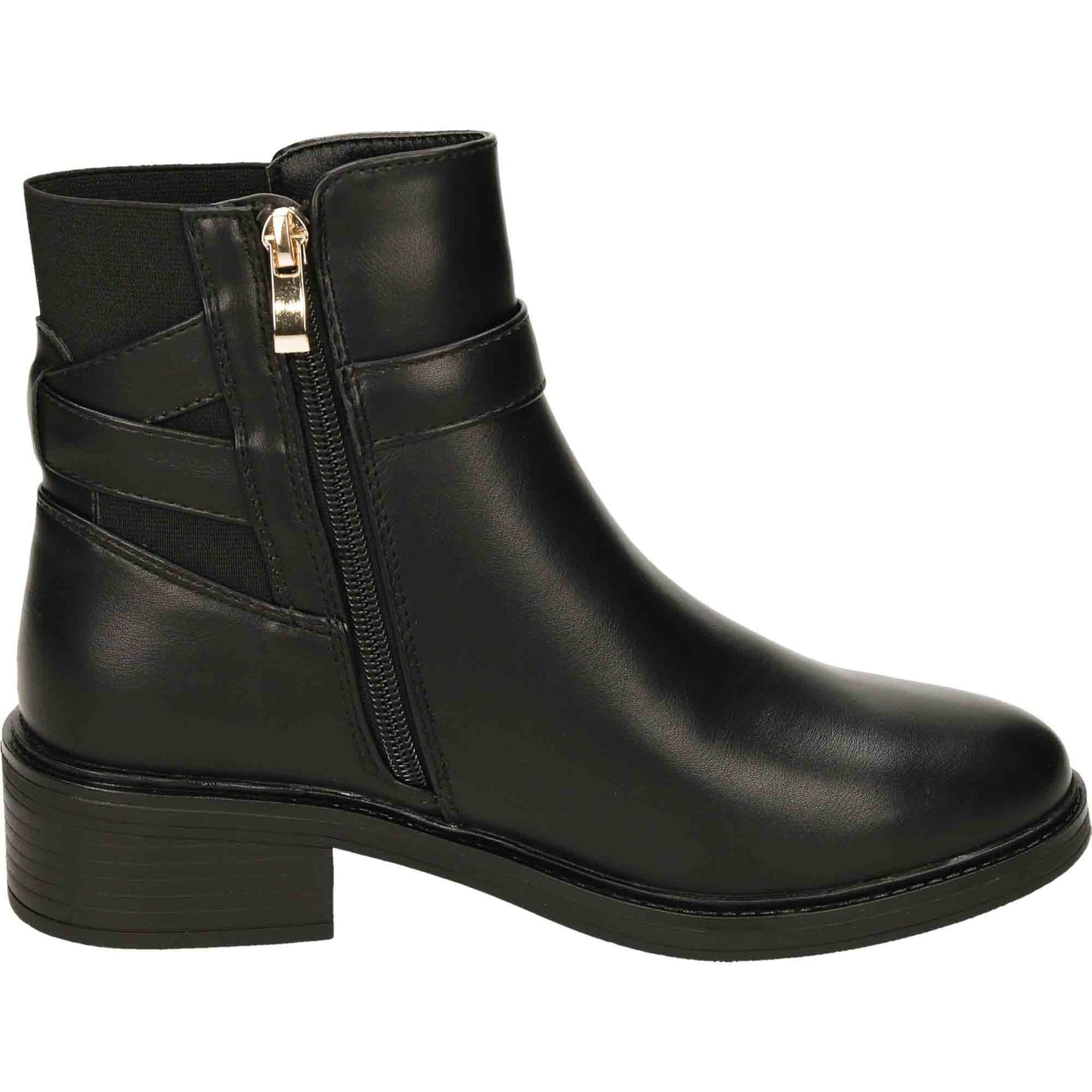 Black Buckle Chelsea Ankle Boots