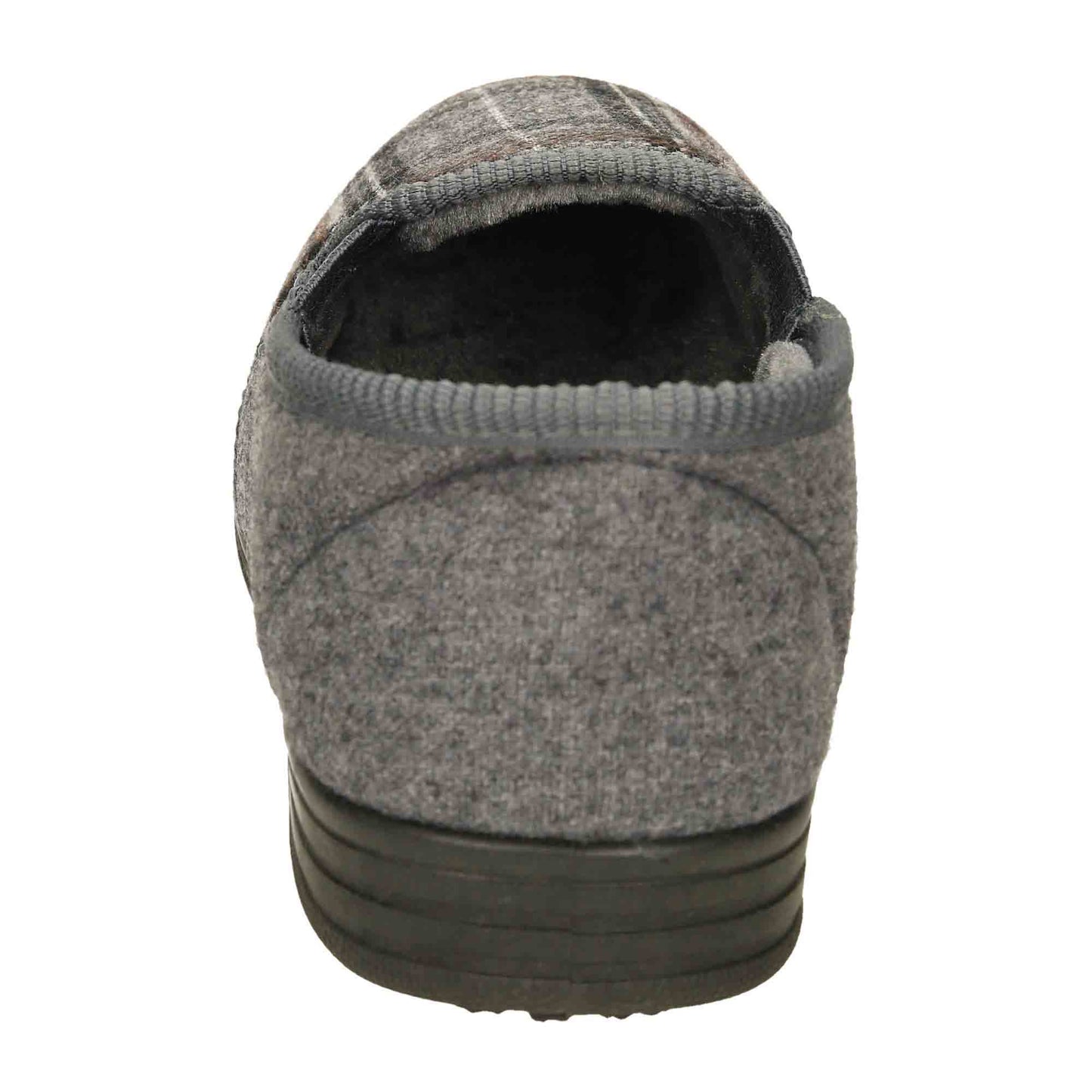 Mens Slippers Grey Check Warm