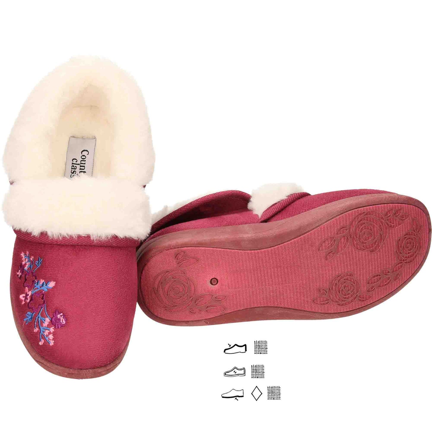 4 Way Slipper Boots Cushioned Burgundy