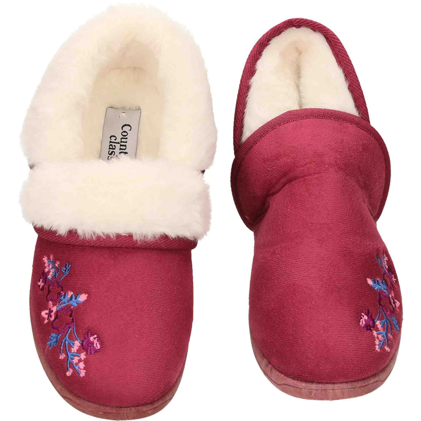 4 Way Slipper Boots Cushioned Burgundy