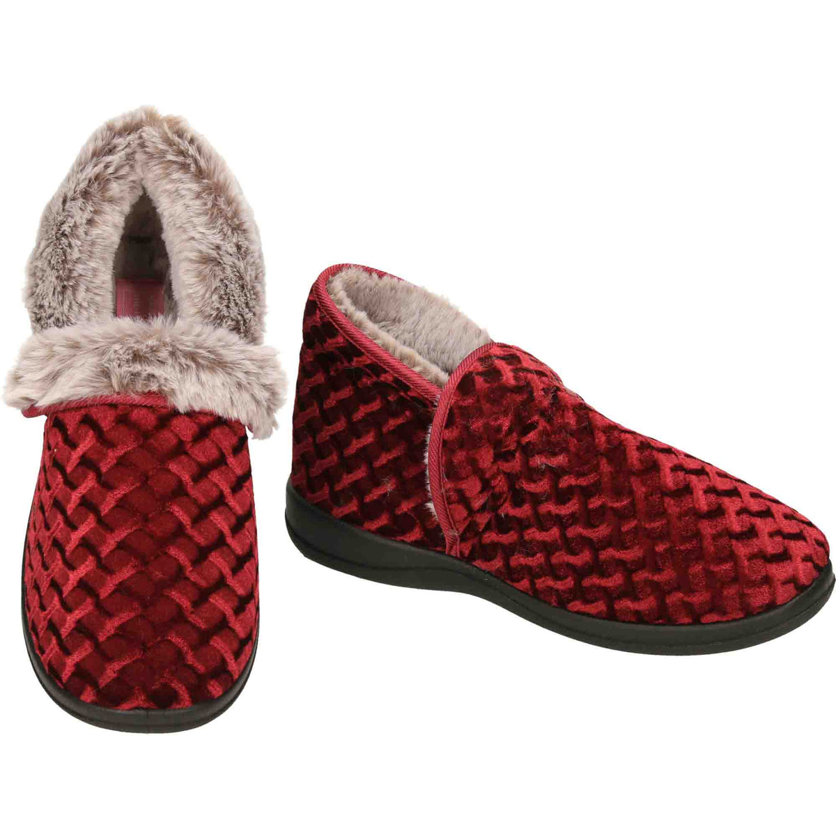 4 Way Slippers Boots Booties Burgundy Red