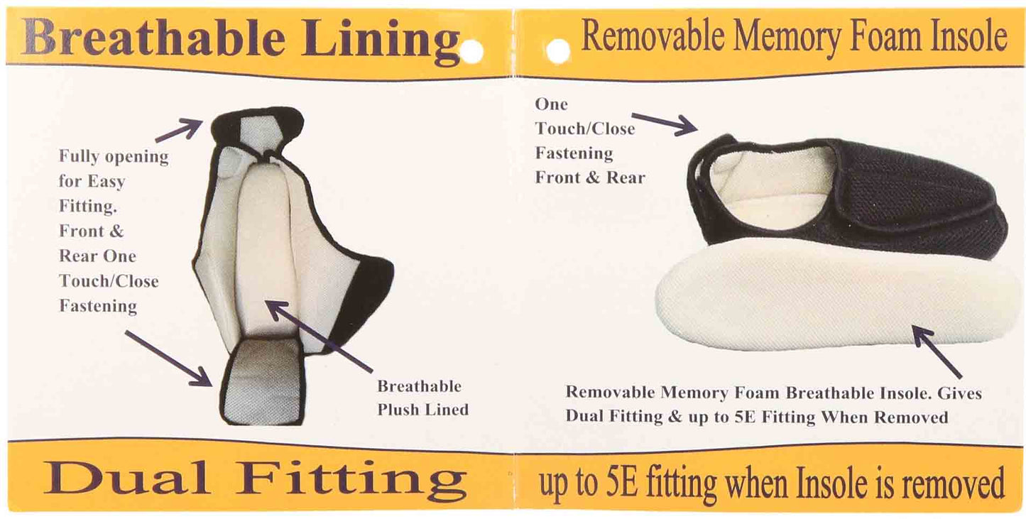 Unisex Extra Wide Fit Closed Toe Slippers E/5E Shoe Breathable Mens Ladies