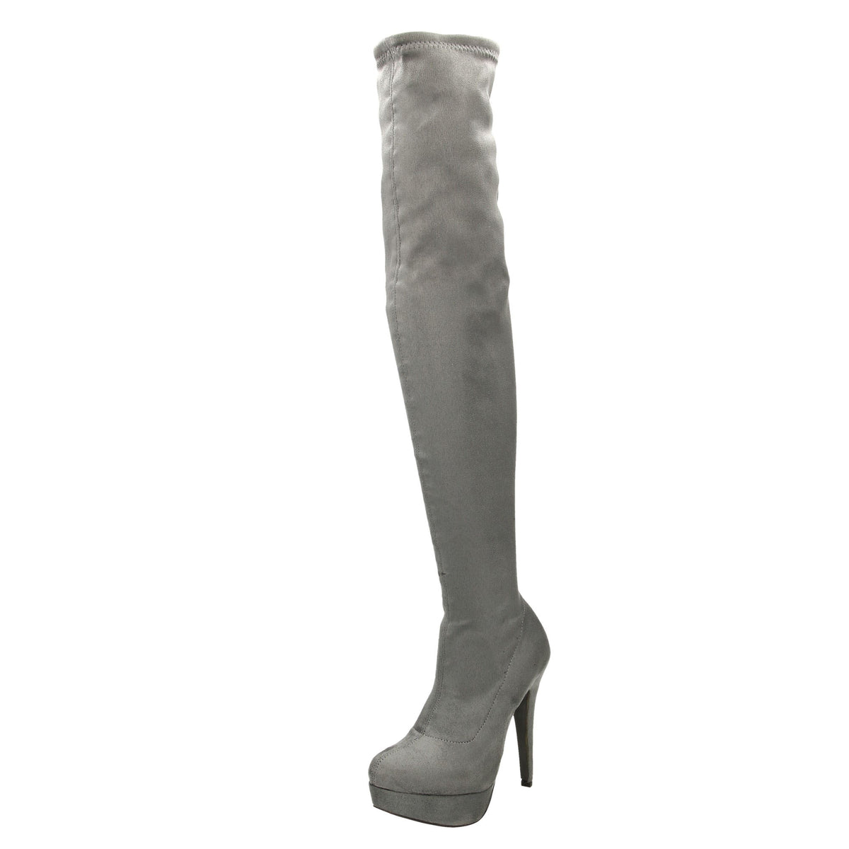 High Heel Over The Knee Platform Grey Boots