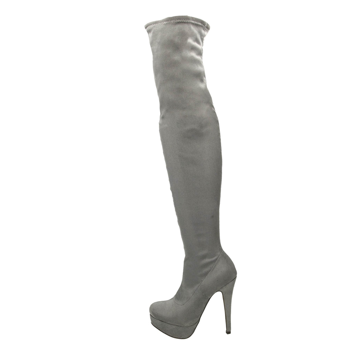 High Heel Over The Knee Platform Grey Boots