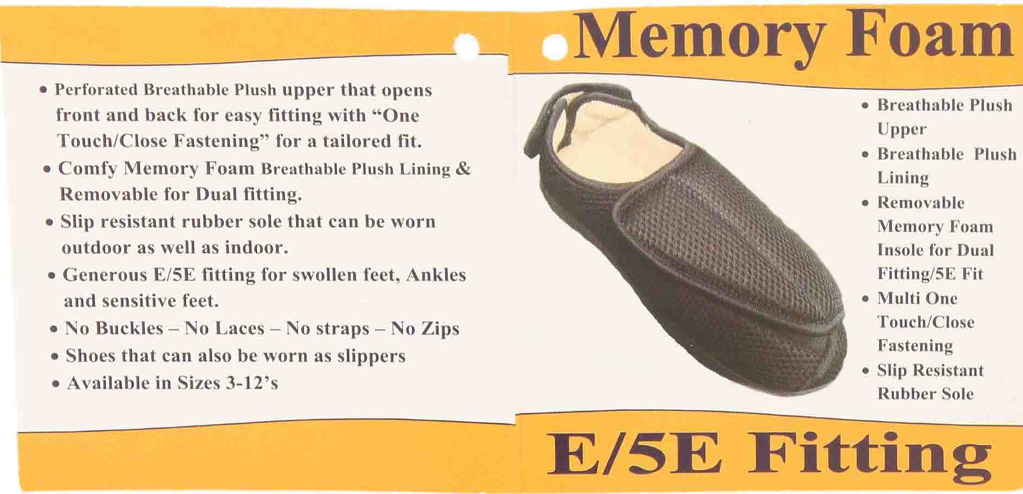 Unisex Extra Wide Fit Closed Toe Slippers E/5E Shoe Breathable Mens Ladies