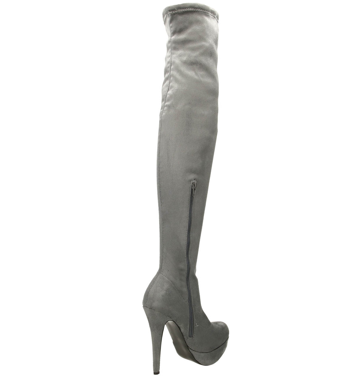 High Heel Over The Knee Platform Grey Boots