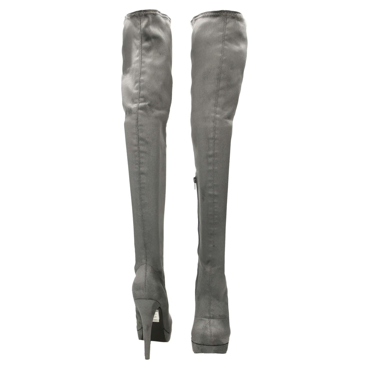 High Heel Over The Knee Platform Grey Boots