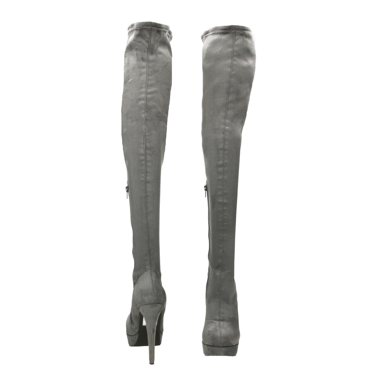 High Heel Over The Knee Platform Grey Boots