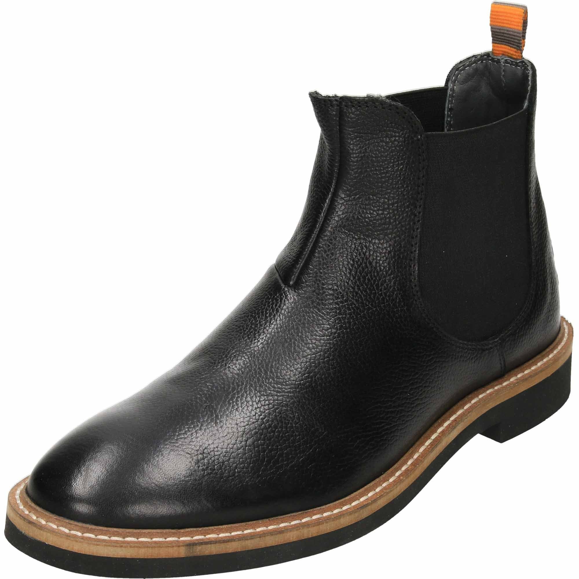 mens black leather pull on boots